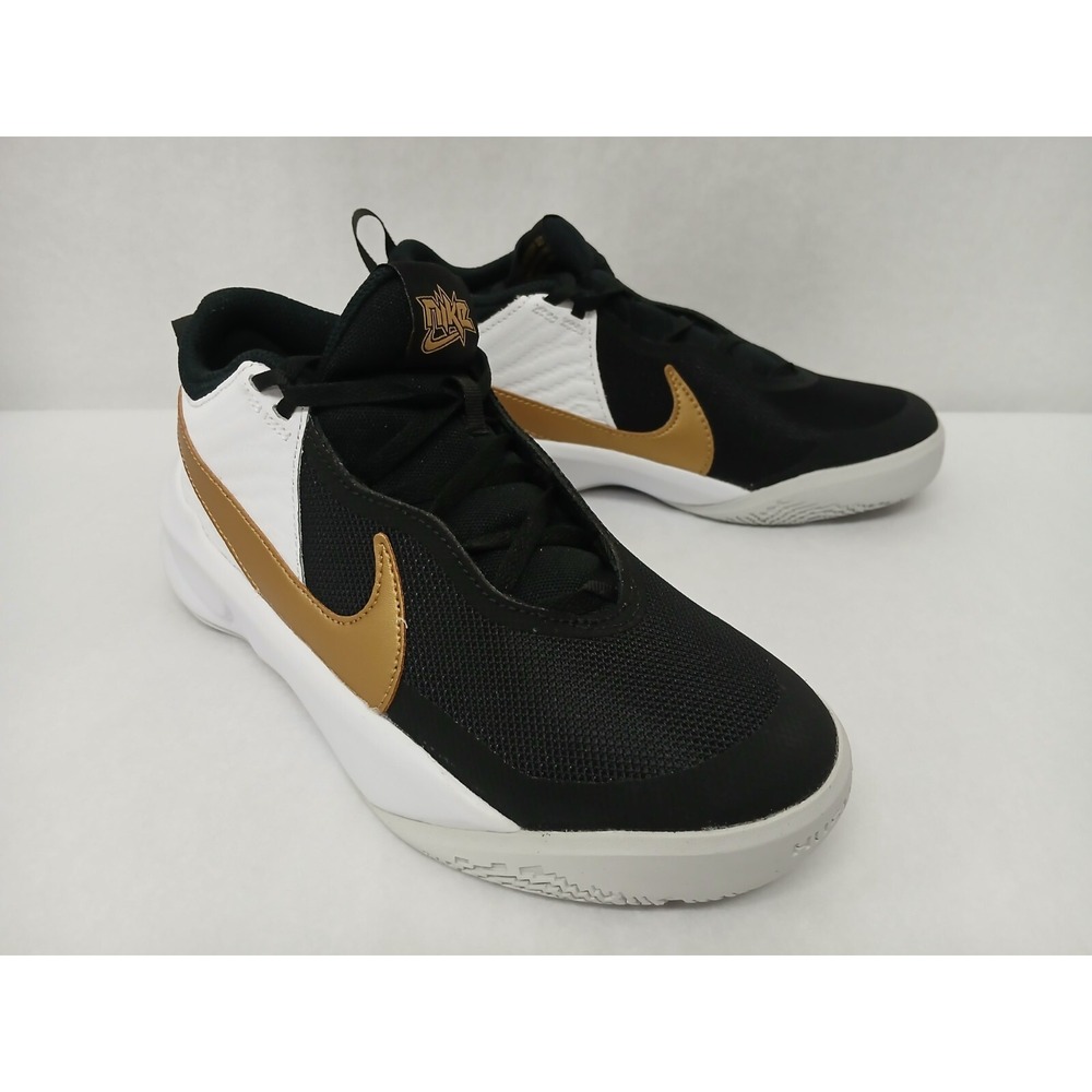 Nike Kids Team Hustle D 10 Basketball Shoes CW6735-002 Black Gold Sz 5.5